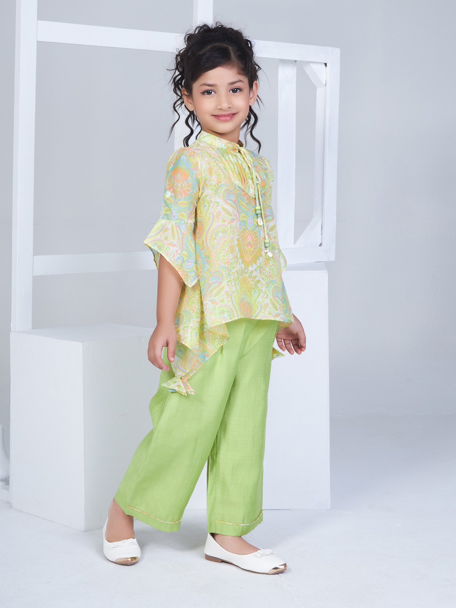 Peppermint Kids Purple & White Floral Print Top with Culottes