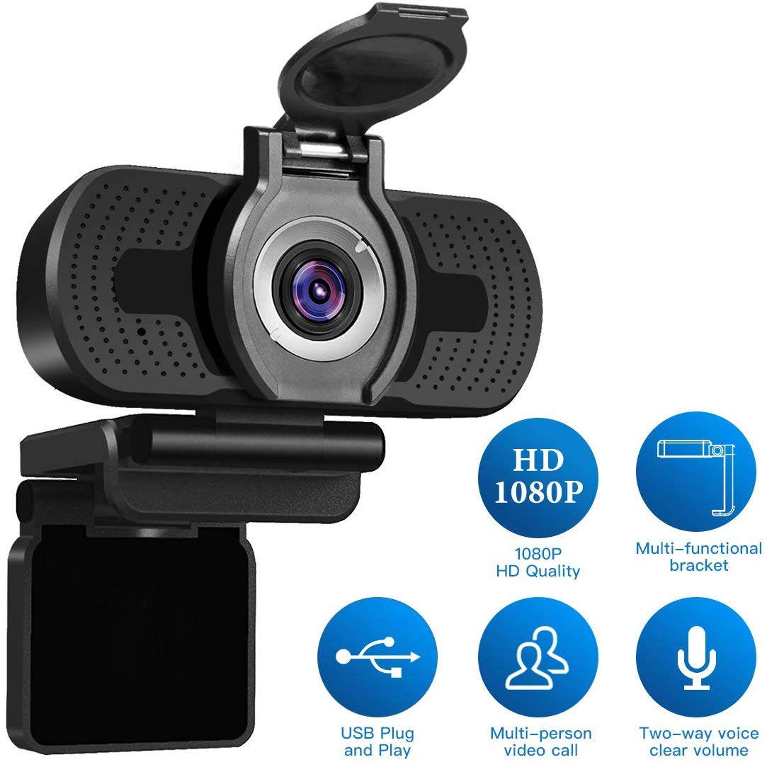 New Webcam, 1080P Full HD Webcam with Webcam Cover,Computer Laptop Camera for Conference and Video Call, Pro Stream Webcam with Plug and Play Video Calling,Built-in Mic