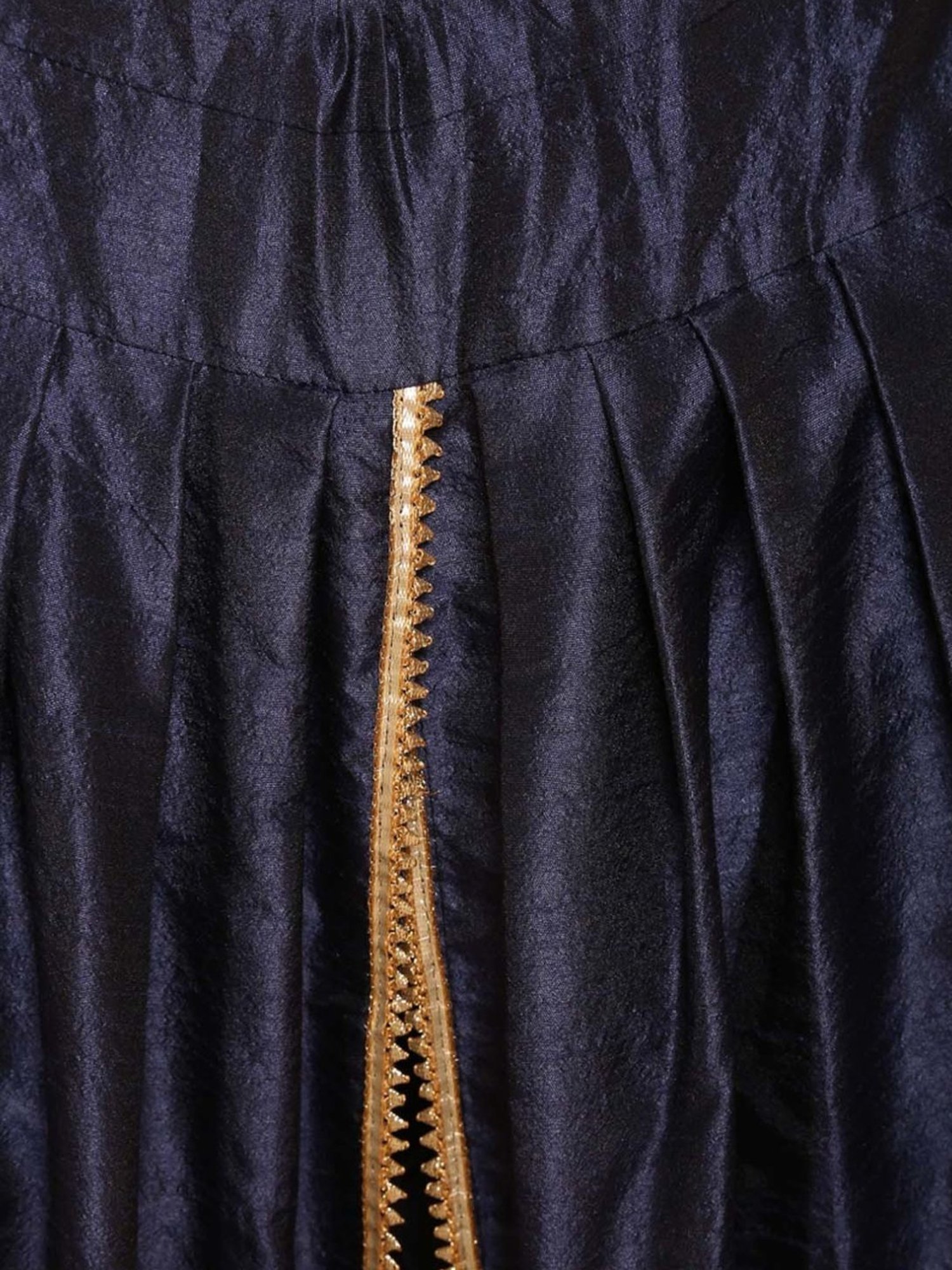 Kaanchie Nanggia Navy Blue Cotton Silk Pleated Dhoti Pants