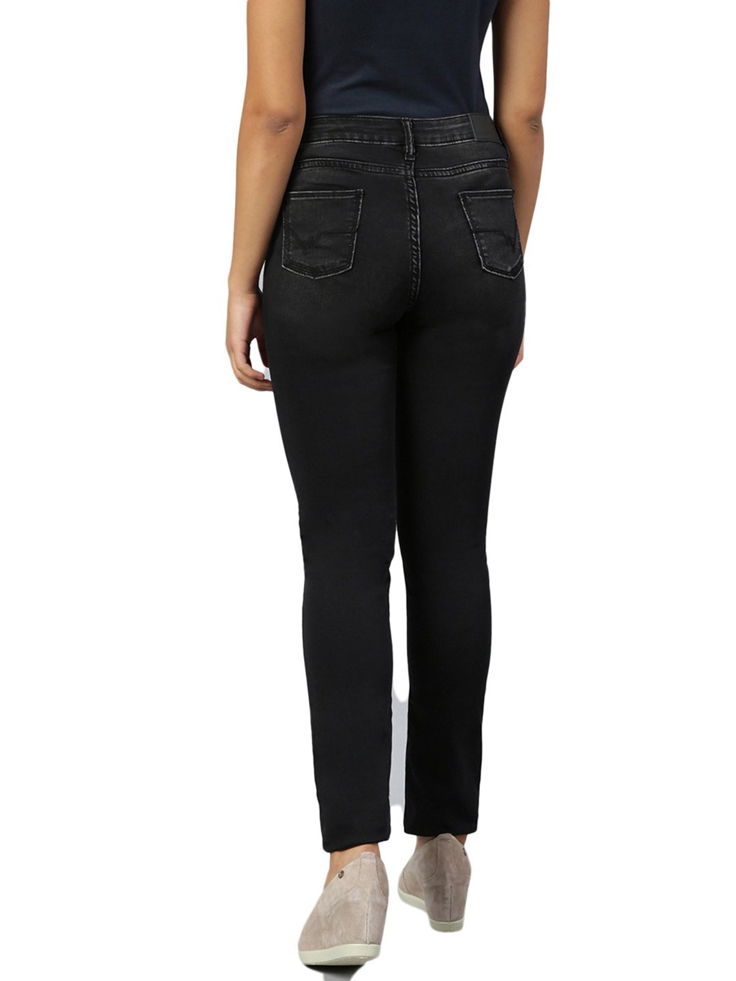 Woodland Black Regular Fit Lightly Washed Jeans