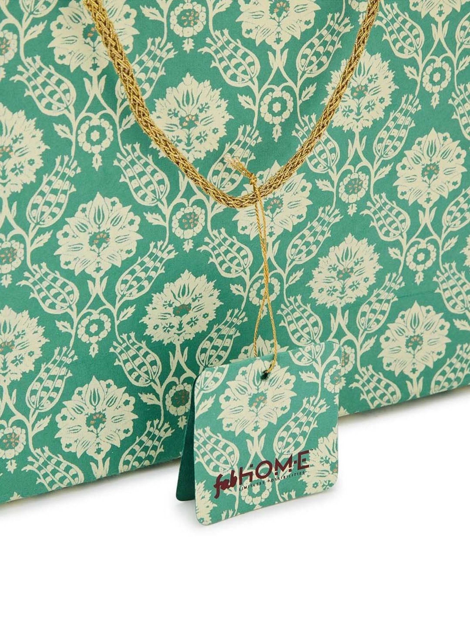 Fabindia Home Green Paper Printed Sarkhaab Medium Gift Bag