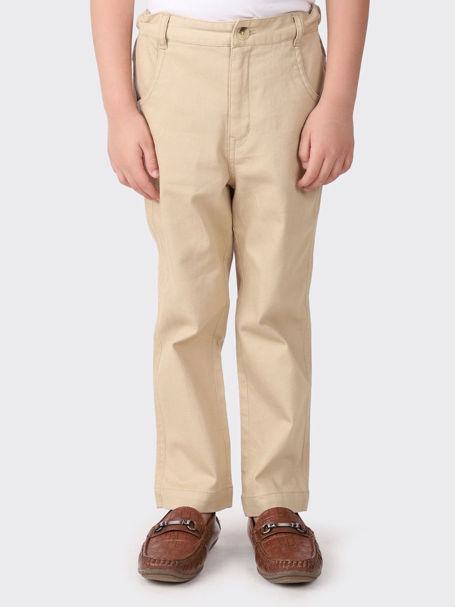 Fabindia Kids Beige Cotton Regular Fit Pants