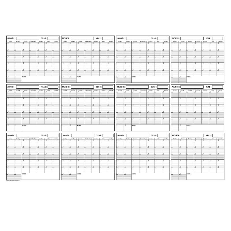 Undated Dry Erase Annual Wall Calendar 32"x48" - SwiftGlimpse