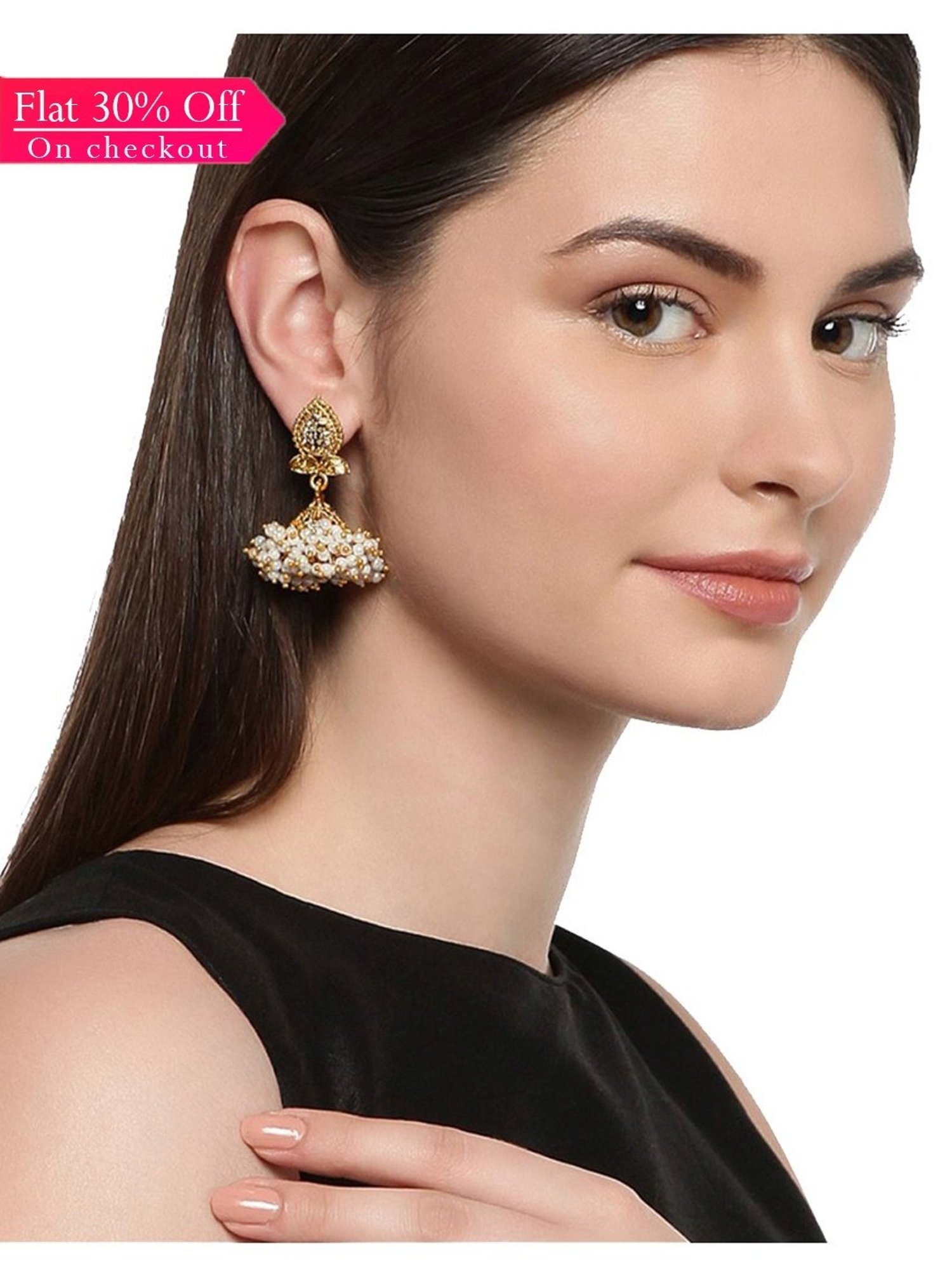 Sri Jagdamba Pearls Black Rosy Pearl Drop Earrings