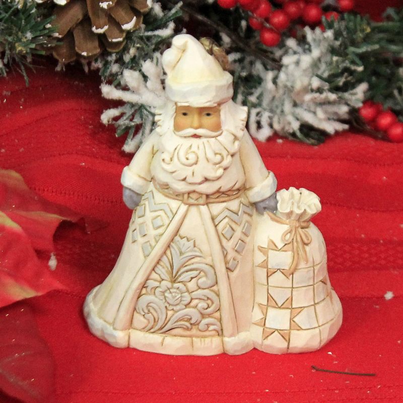 Jim Shore 4.5" Santa With Toybag Ornamen White Woodland  -  Tree Ornaments