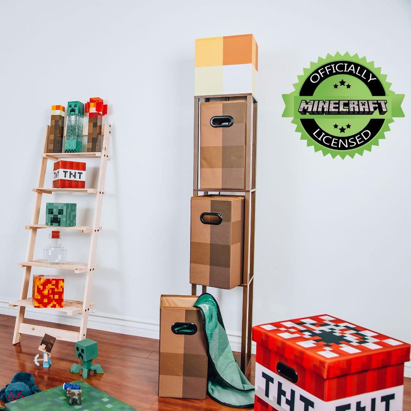 Robe Factory LLC Minecraft Brownstone Torch Standing Floor Lamp and Storage Unit | 5 Feet Tall