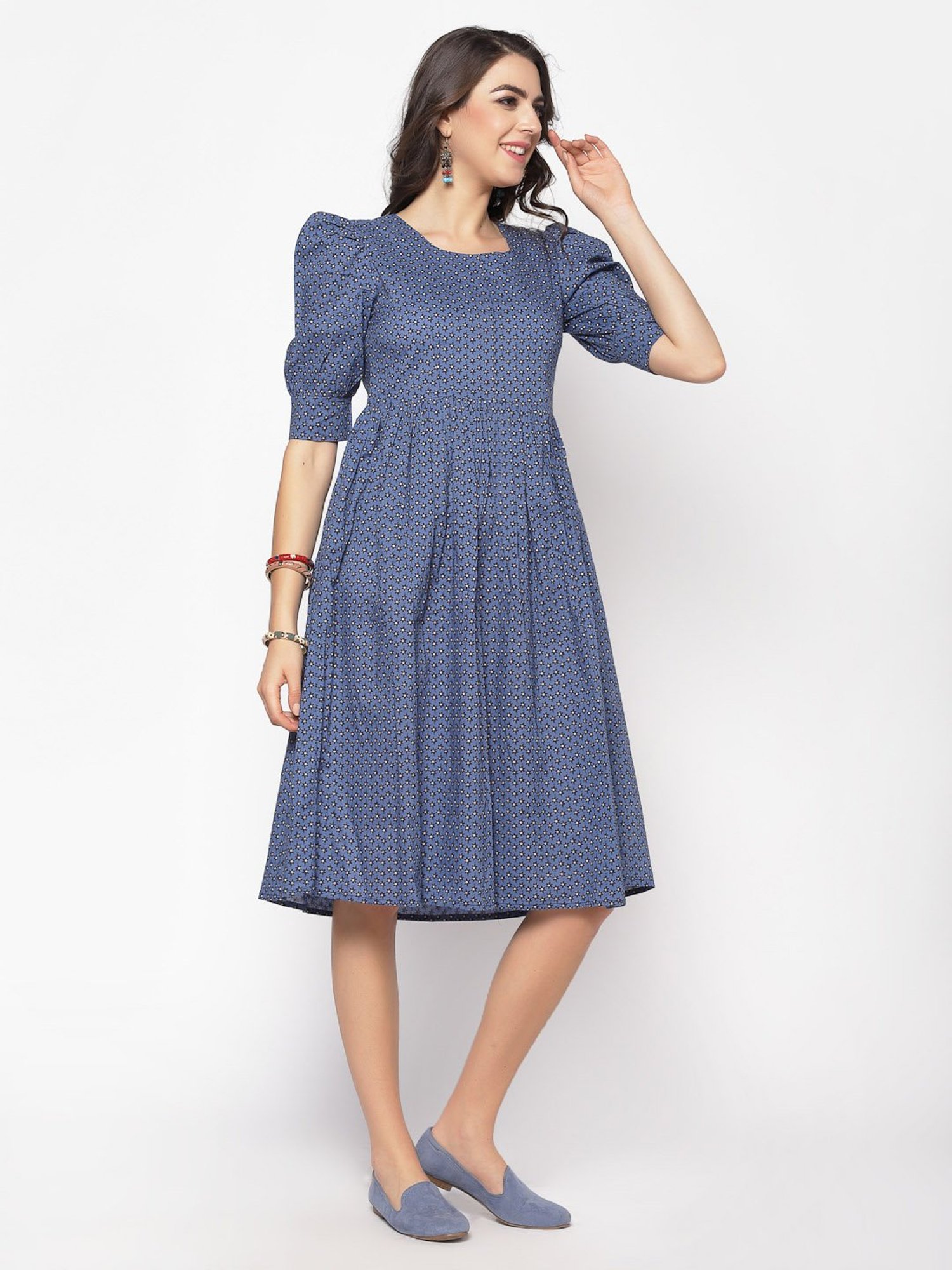 Sera Navy Printed Dress