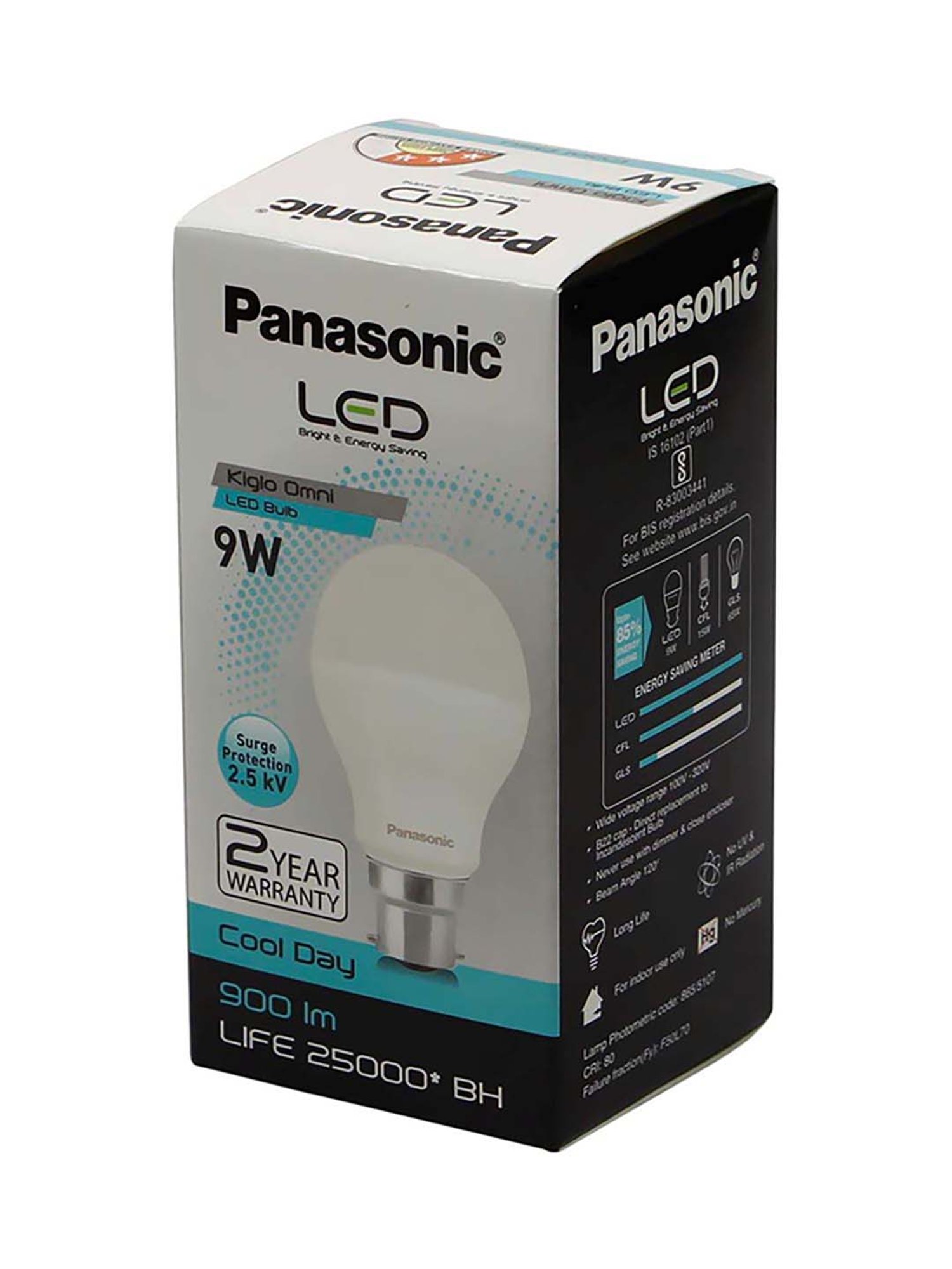 Panasonic PBUM01097 9W B22 LED Cool Day Light Bulb - Pack of 12 (White)