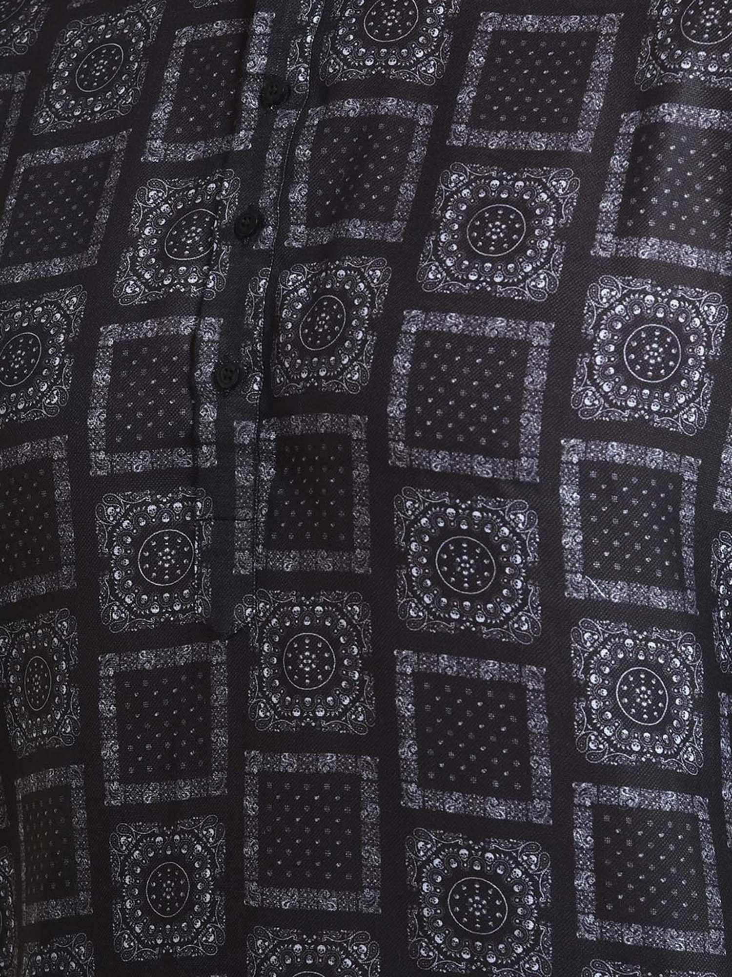 TABARD Black Regular Fit Print Kurta with Churidar Set