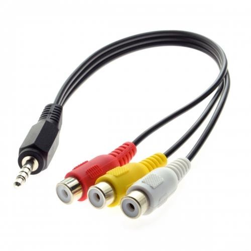 Cablecc 3.5mm 1/8" Male Stereo Car AUX to 3 RCA AV Female Cord Audio Video Composite Cable 20cm