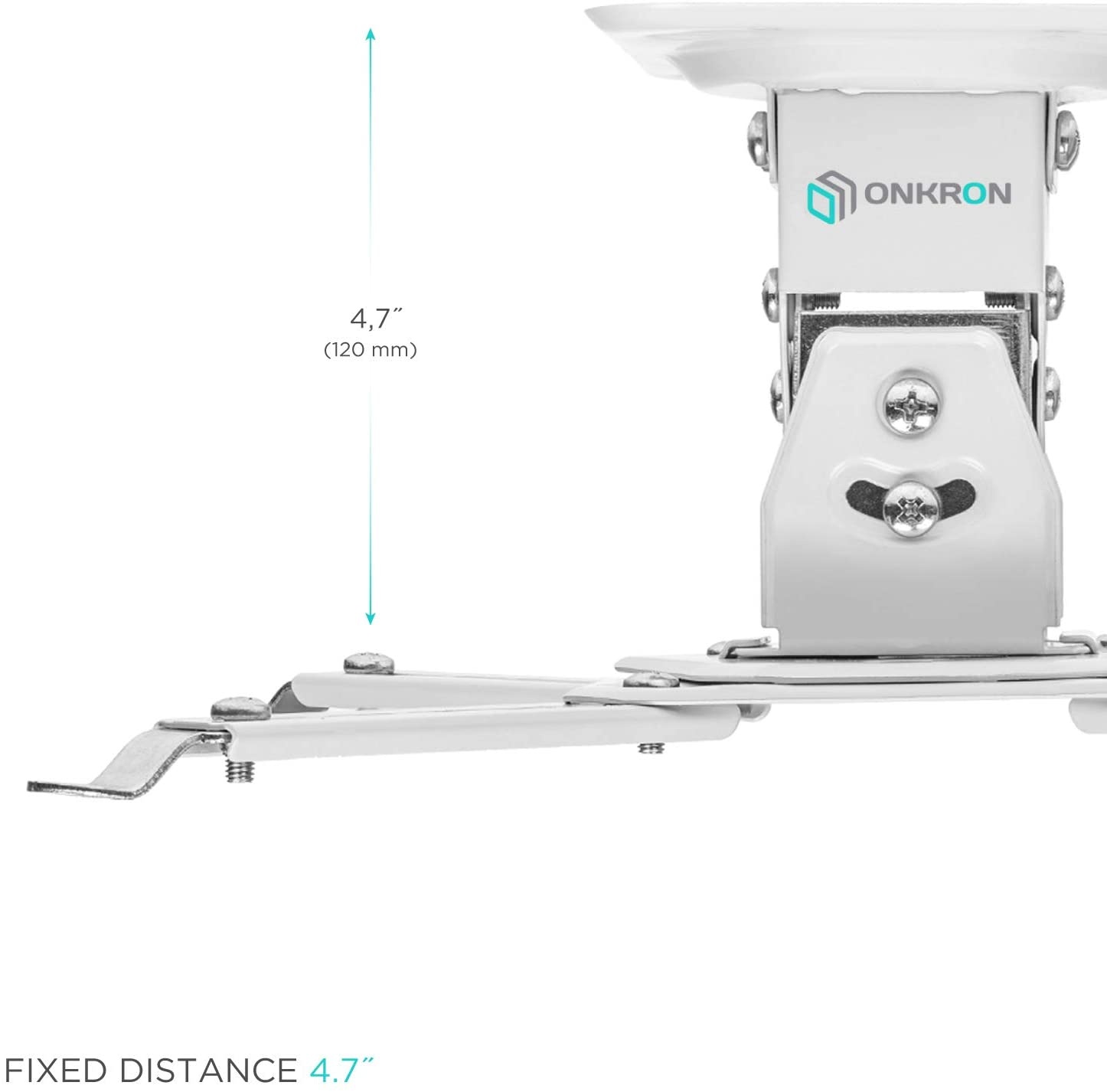 ONKRON Universal Ceiling Projector Mount Adjustable Mounting Bracket up to 22 LBS White K2A