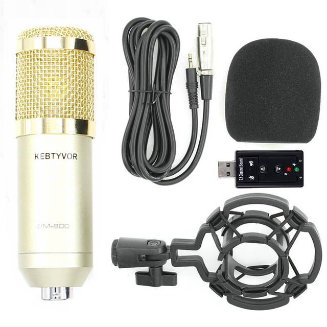 BM 800 Wired Condenser Sound Microphone With Shock Mount for Computer Audio Studio Vocal Rrecording karaoke Mic bm800