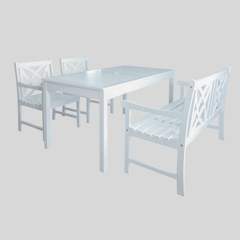 4pc Magnolia Wood Patio Dining Set White - Vifah