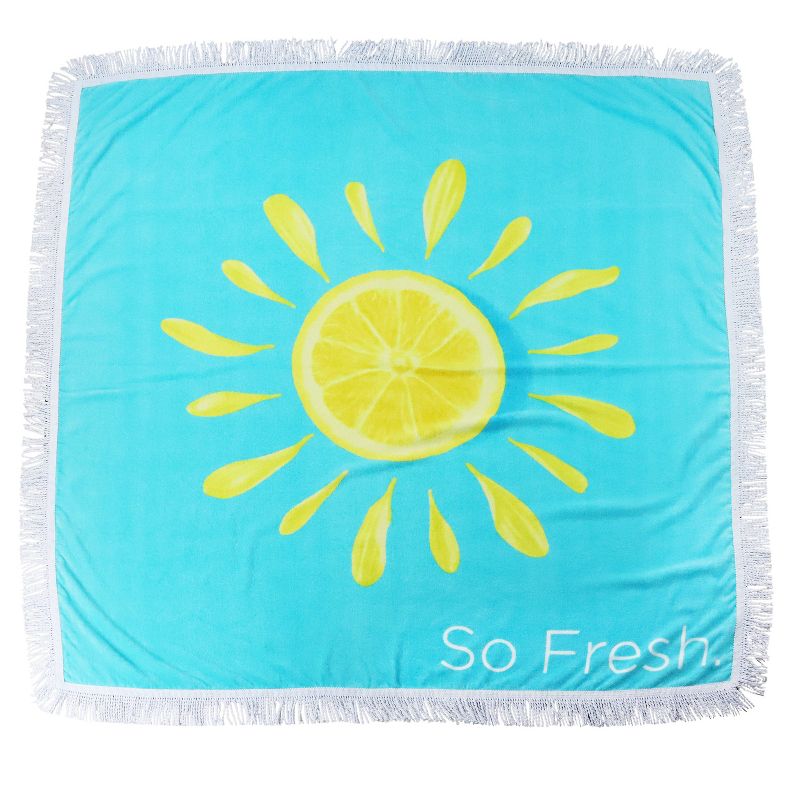 Fringe Lemon Squeeze Oversized Beach Towel Aqua - Sand & Surf