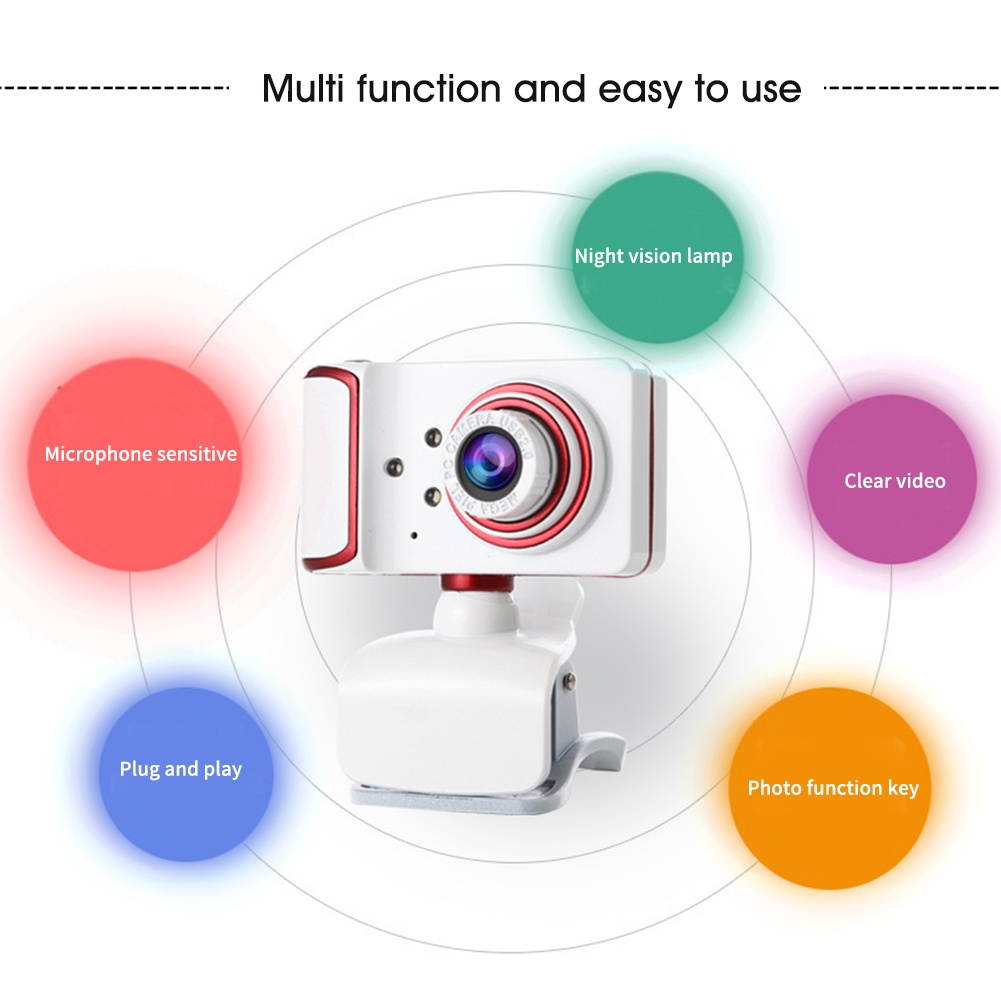 Webcam Camera USB HD Clip On Desktop Computer Drive Free Laptop PC With Mic Home