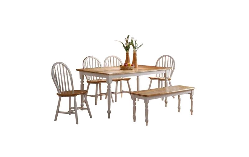 6pc Farmhouse Dining Set Wood/White - Boraam