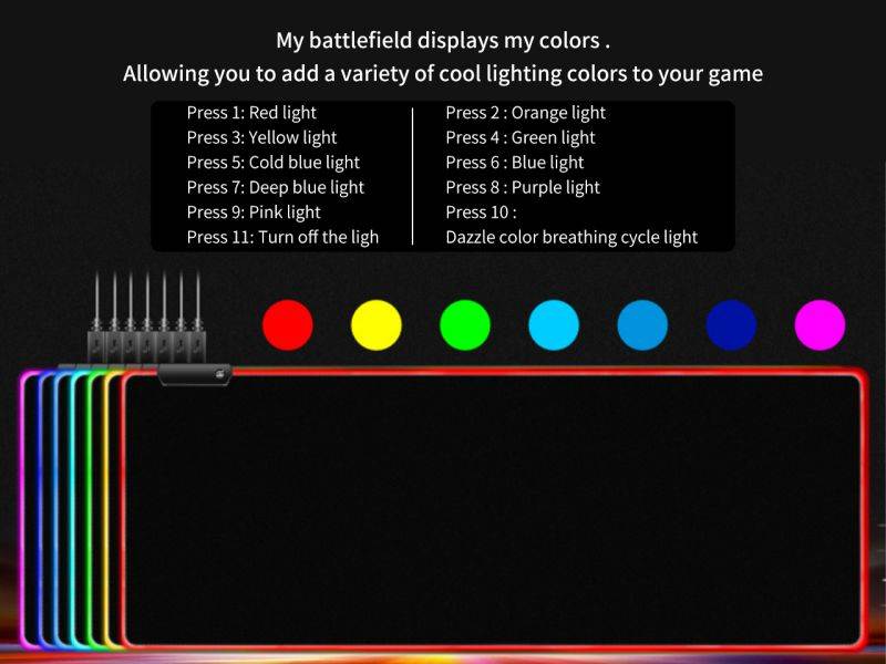 Litidol Large Size RGB Gaming Mouse Pad-Led Mouse Pad With Soft Non-Slip Rubber Base Thick Fabric Surface For Computer Keyboard And Mouse Pad Suitable For Macbook, Pc, Laptop, Desk