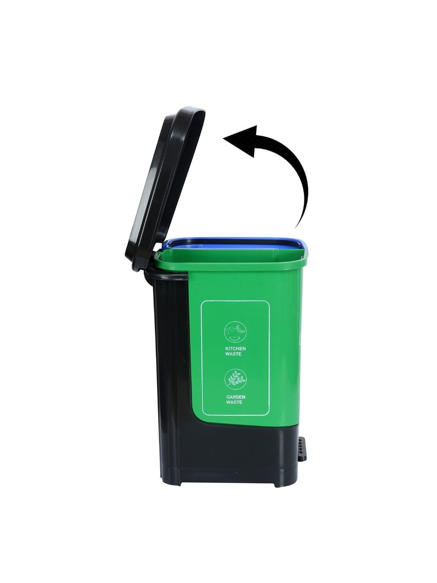 @home by Nilkamal Dual Wet & Dry  Dustbin|Set of 1| Size - 20 Ltr - 28 cm x 41 cm| Blue & Green