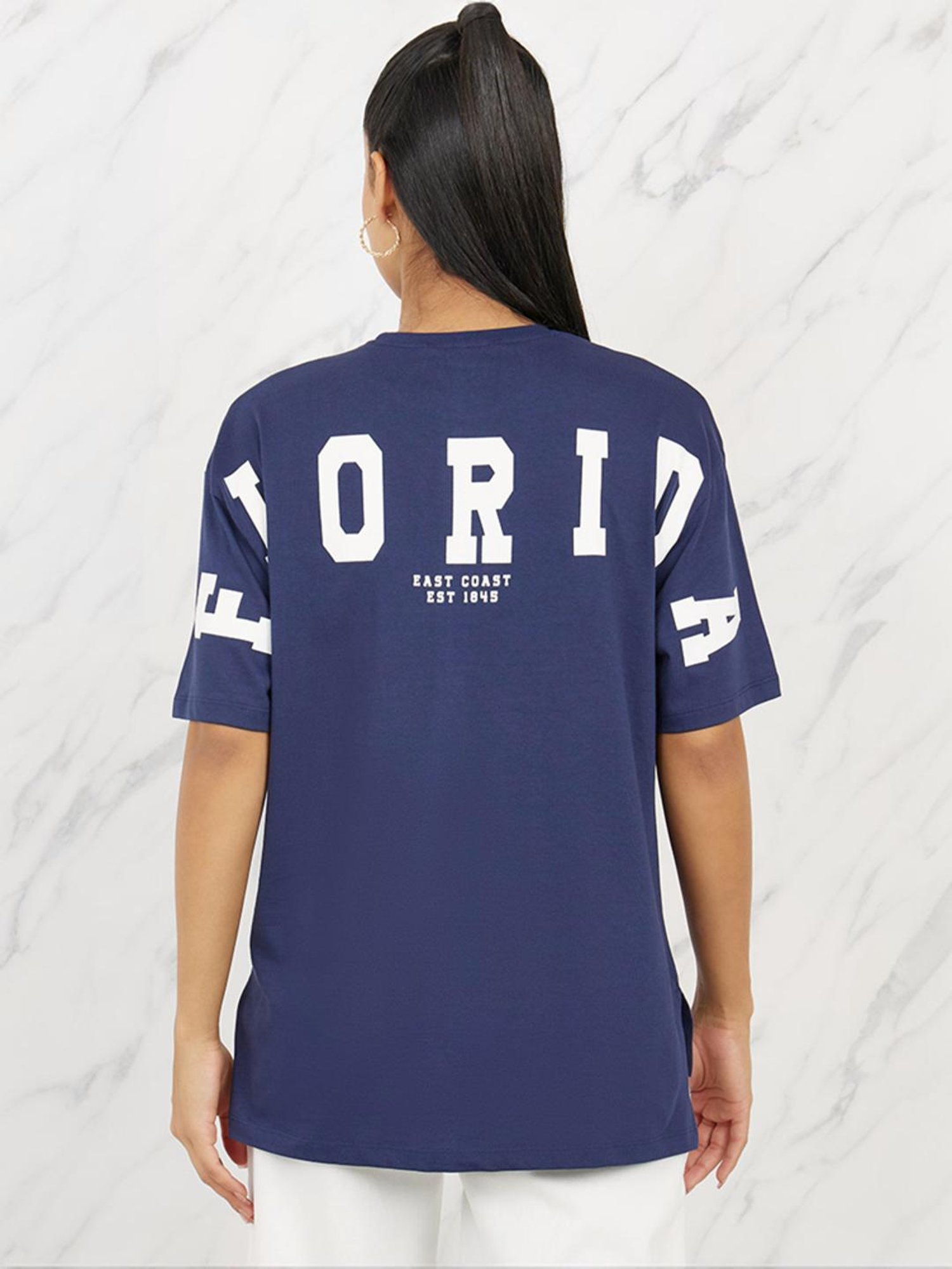 Styli Blue Printed T-Shirt