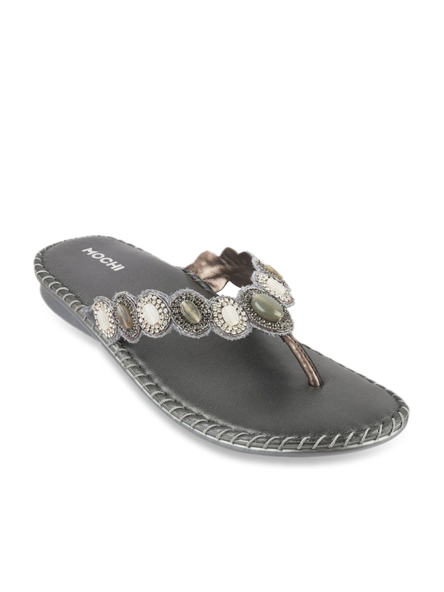 Mochi Women's Grey Thong Sandals