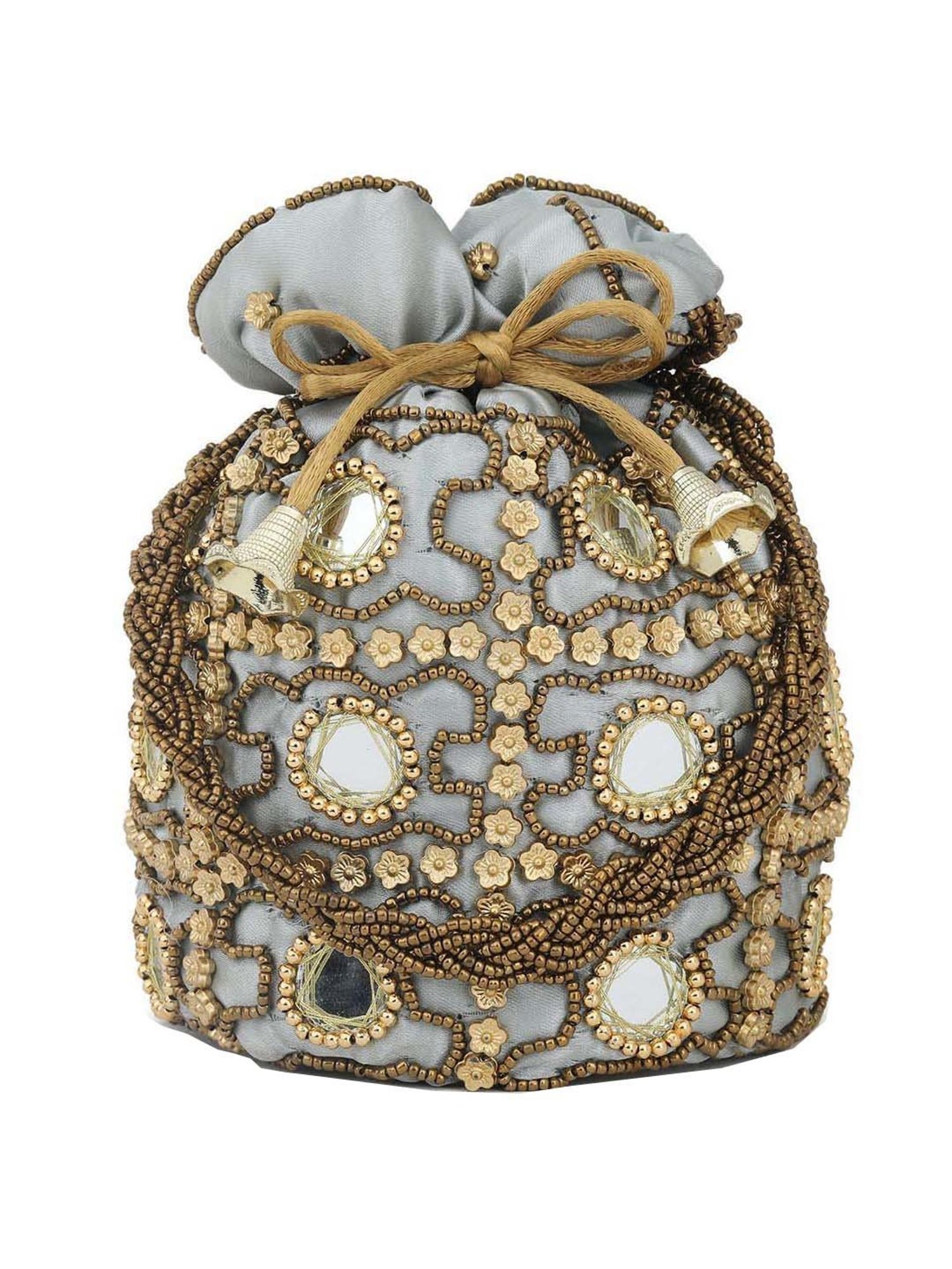 Gaurapakhi Grey Embellished Potli