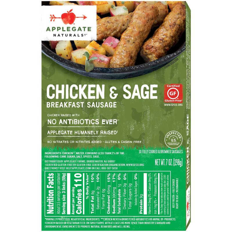 Applegate Naturals Chicken & Sage Breakfast Sausages - Frozen - 7oz/10ct