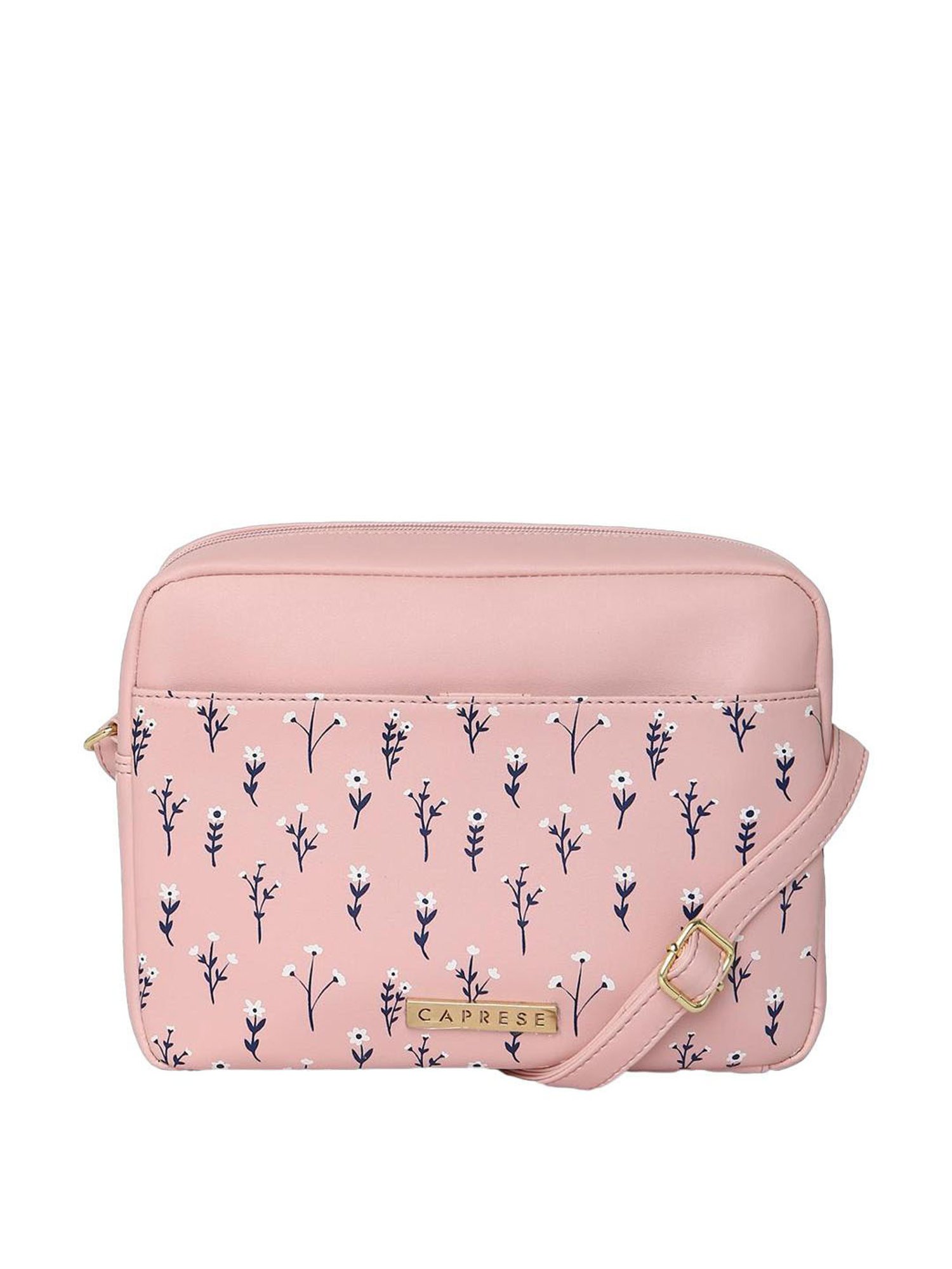 Caprese Pensa Powder Pink Faux Leather Floral Sling Handbag