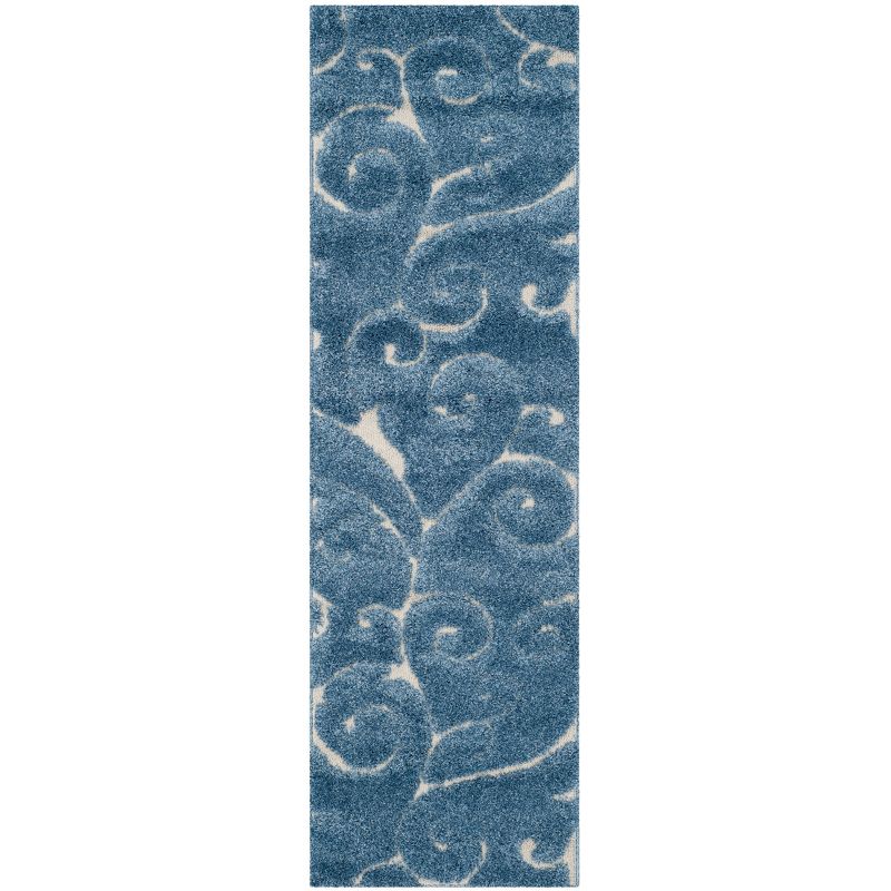 2'3"x9' Runner Swirl Loomed Rug Light Blue/Cream - Safavieh