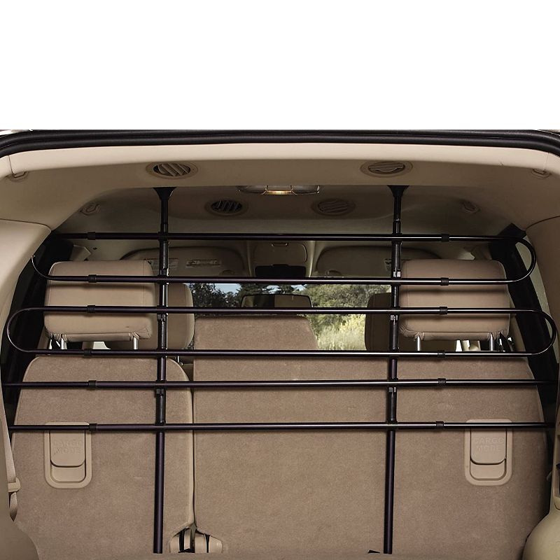 Guardian Gear Pressure Mounted Expandable Steel Pet Safety SUV Large Cargo Vehicle Travel Barrier Gate, Black