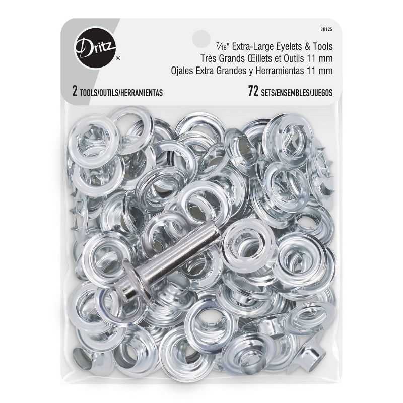 Dritz 72ct Eyelets Extra-Large Tools Zinc