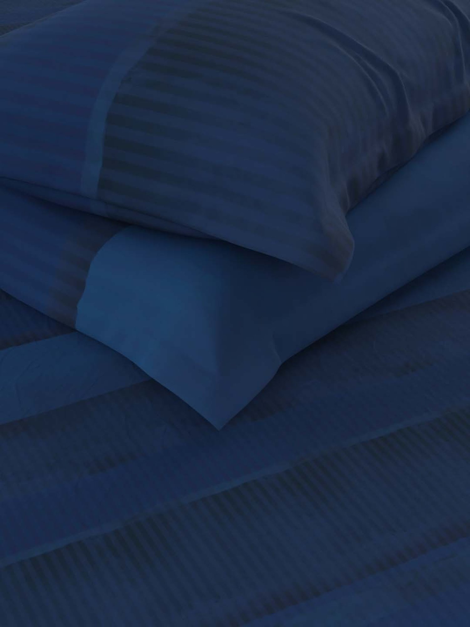 NAUTICA Hampton Blue Satin Cotton 210 TC King Fitted Bedsheet with 2 Pillow Cover