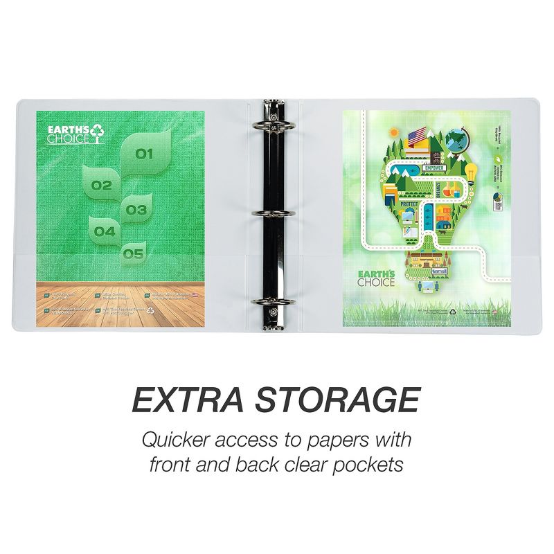 Samsill&reg; Biobased Economy Round Ring View Binders  3 Rings  2" Capacity  11 x 8.5  White 17367