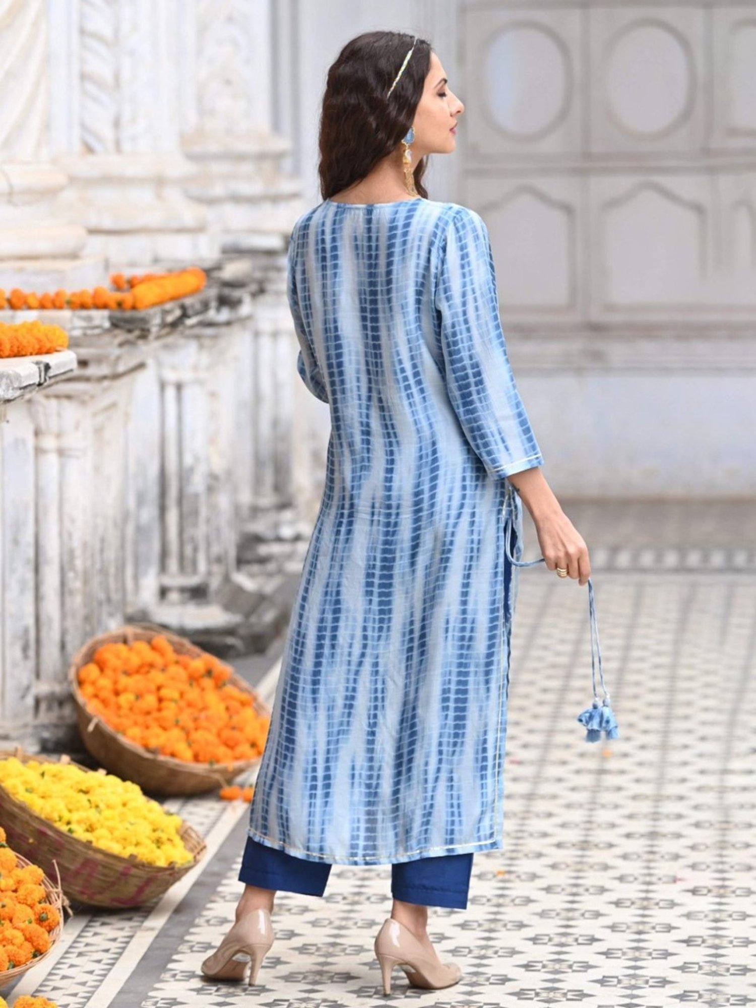 Mahee Jaipur Blue Shibori Amreen Kurti With Pants