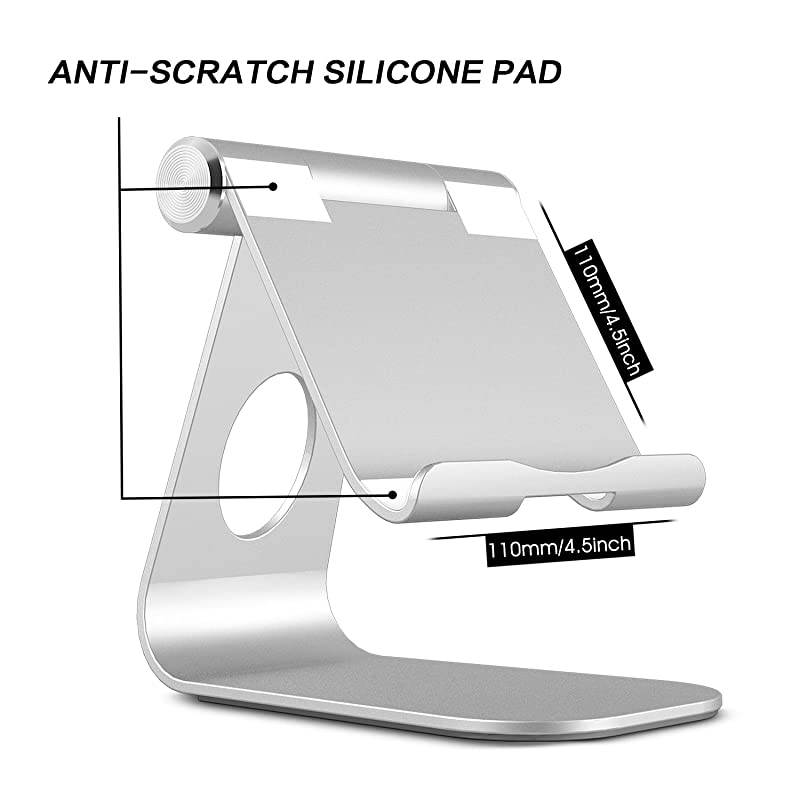 Adjustable Tablet Stand Compatible with iPad Tablets Up to 129 inch and all Cell Phones Stable Sticky Base Silver