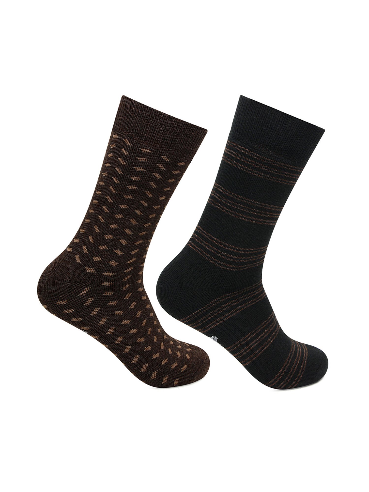 Bonjour Black and Brown Socks (Pack Of 2)