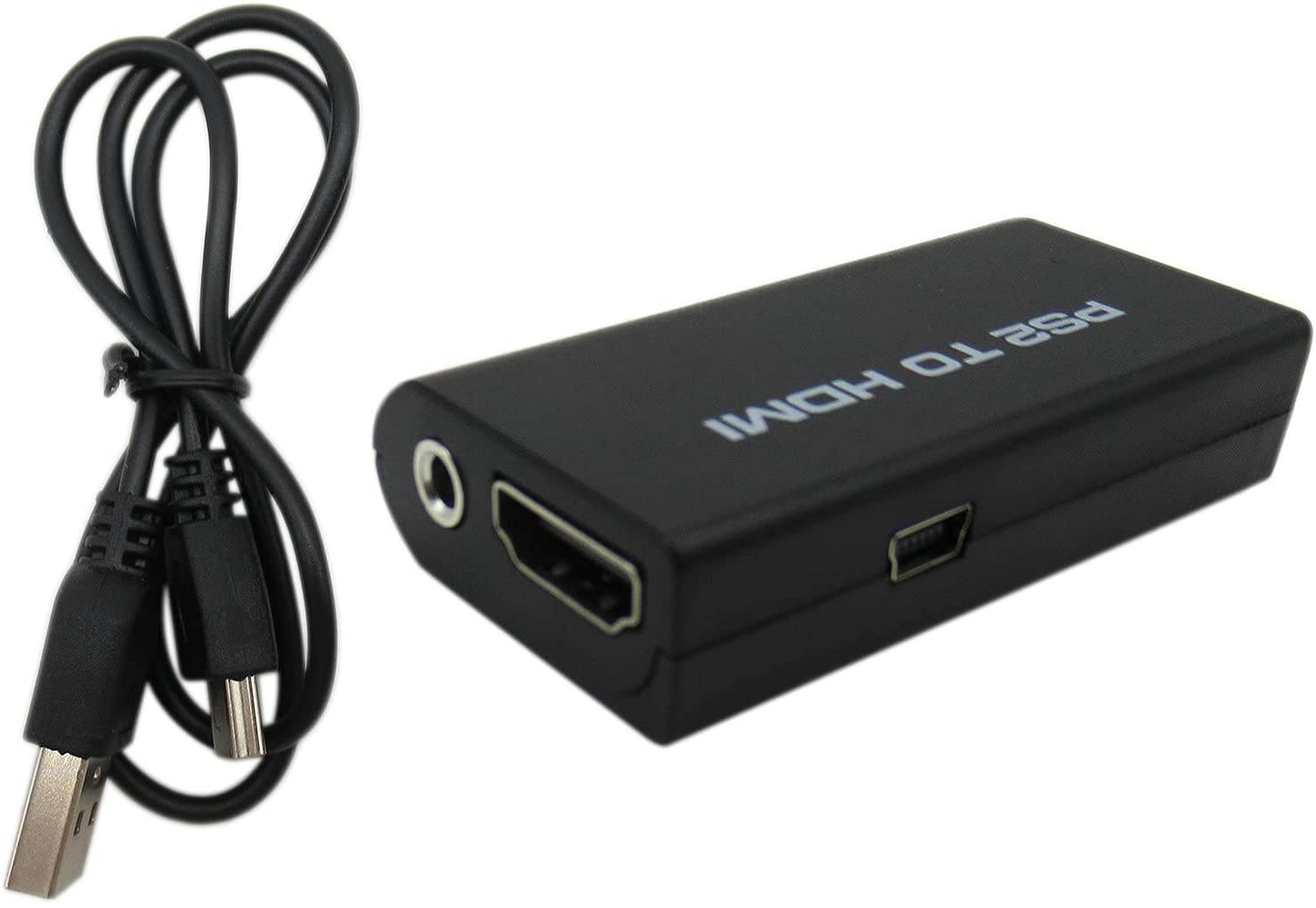 Xspeedonline PS2 to HDMI Converter Adapter Video Converter PS2 to HDMI Converter with 3.5mm Audio Output for HDTV HDMI Monitor Supports All PS2 Display Modes