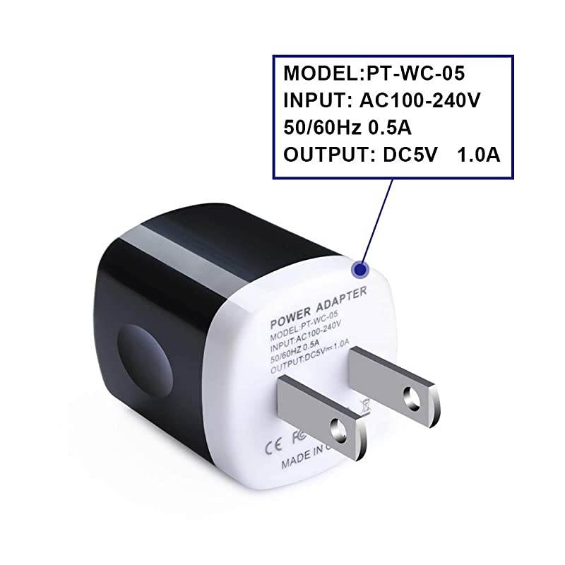 Charger Plug Wall Charger 5Pack Single 5V 1Amp Universal Home Travel Charging Adapter Replacement for Phone Xs MaxXsXRX876 Plus5S4S Samsung Galaxy S9S8Note 9 LG Kindle Android