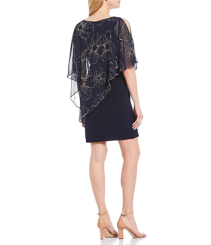 Marina Sequin Lace Round Neck 3/4 Sleeve Sheath Dress