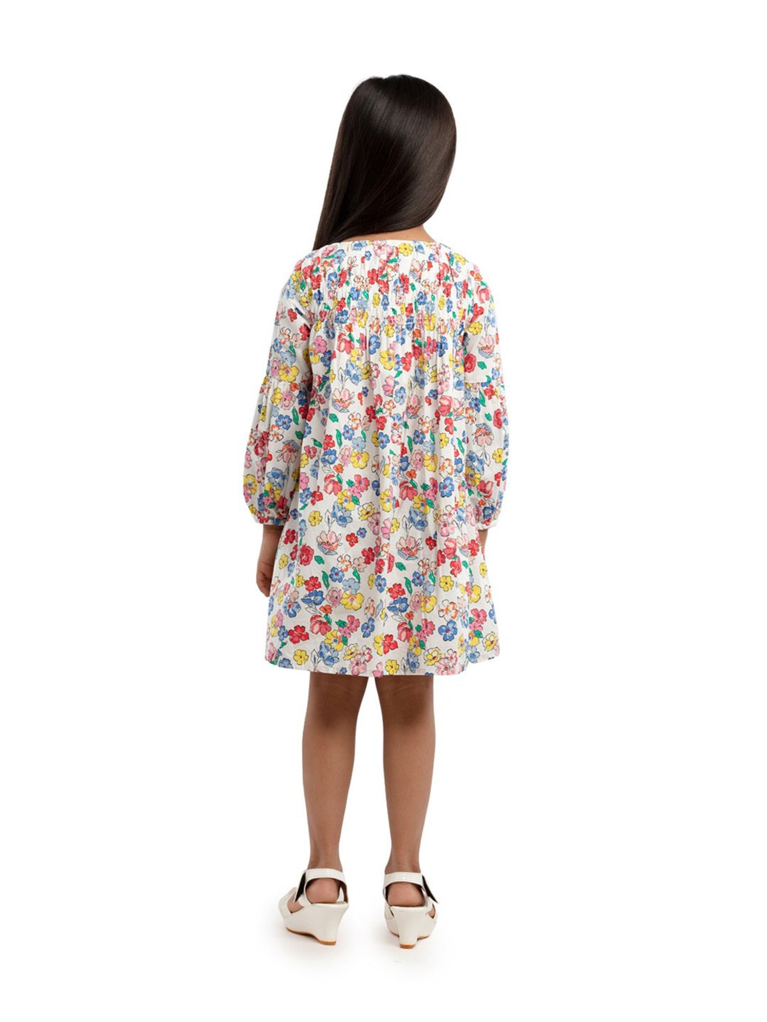 Under Fourteen Only Kids Multicolor Floral Print Full Sleeves Dress