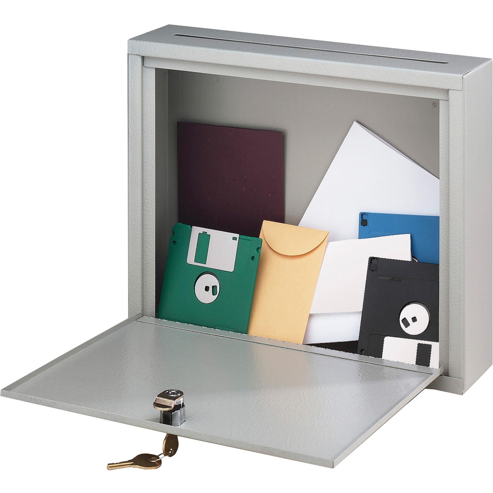 Buddy 562632 Wall-Mountable Interoffice Mail Collection Box  18w x 7d x 18h  Platinum