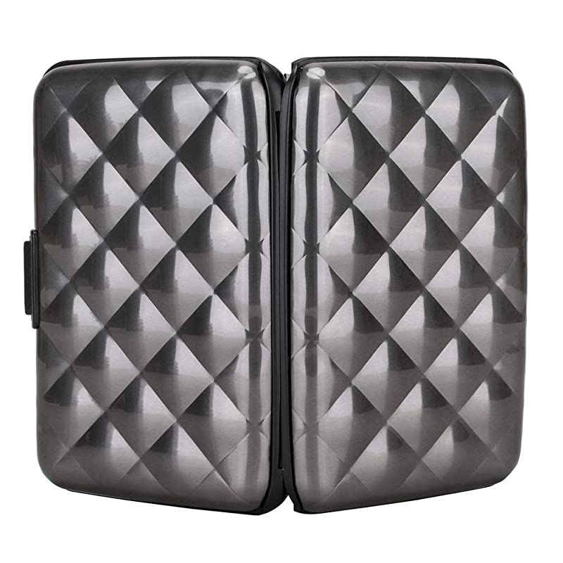 RFID Blocking Credit Card Protector Aluminum ID Case Hard Shell Business Card Holders Metal Wallet for Men or Women (Aluminum, Grey-L)