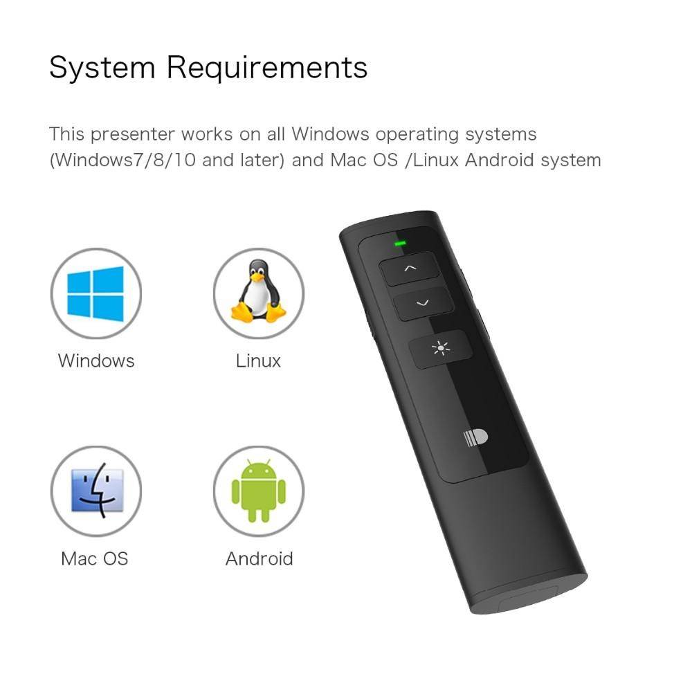 Doosl Rechargeable 2.4GHz Wireless Powerpoint Presentation Presenter Pointer-black - Black (black)