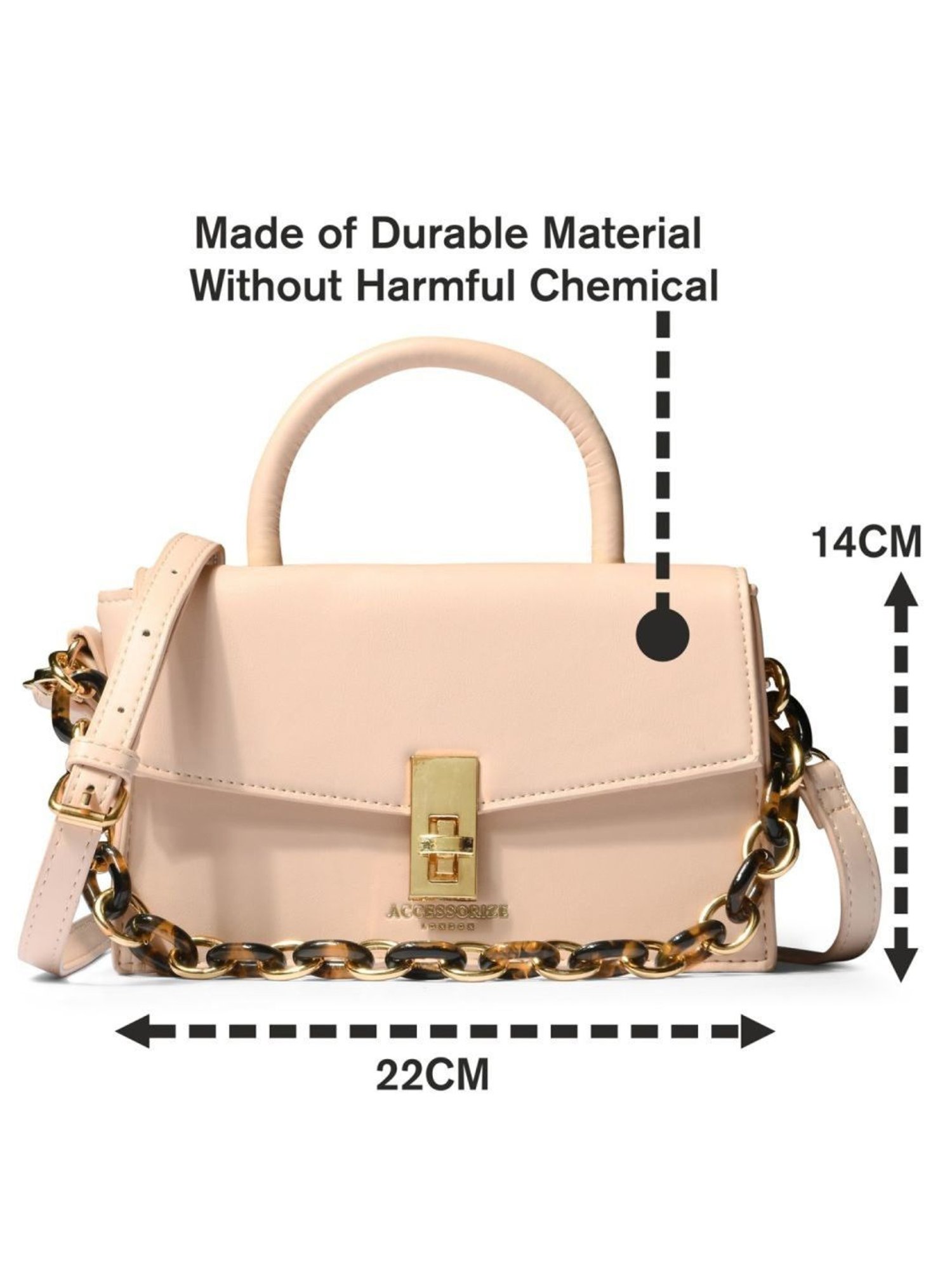 Accessorize London Pink Faux Leather Solid Satchel Handbag