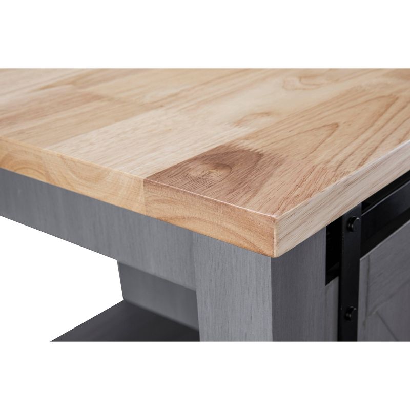 33" Sliding Door Kitchen Cart with Wood Top Gray - Home Essentials