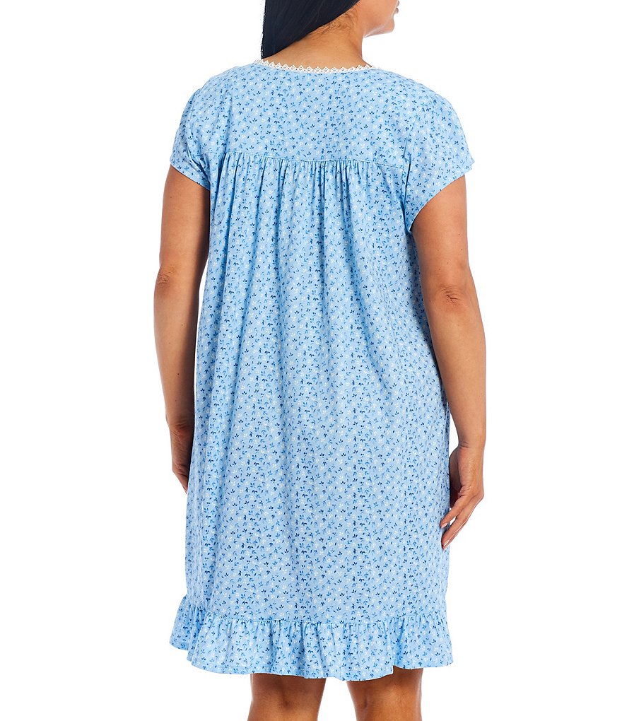 Eileen West Plus Floral Print Short Knit Nightgown