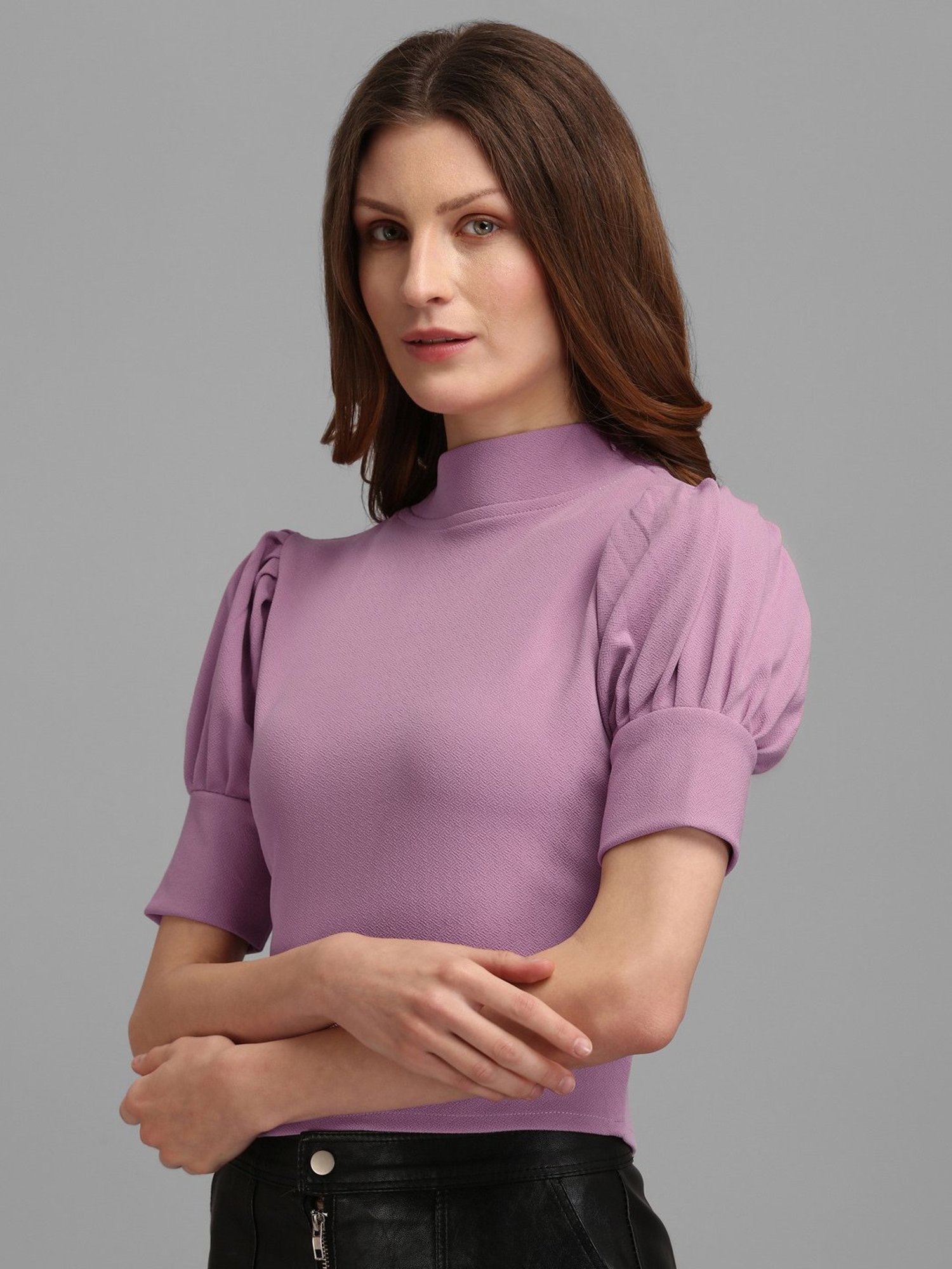 PURVAJA Purple Regular Fit Crop Top