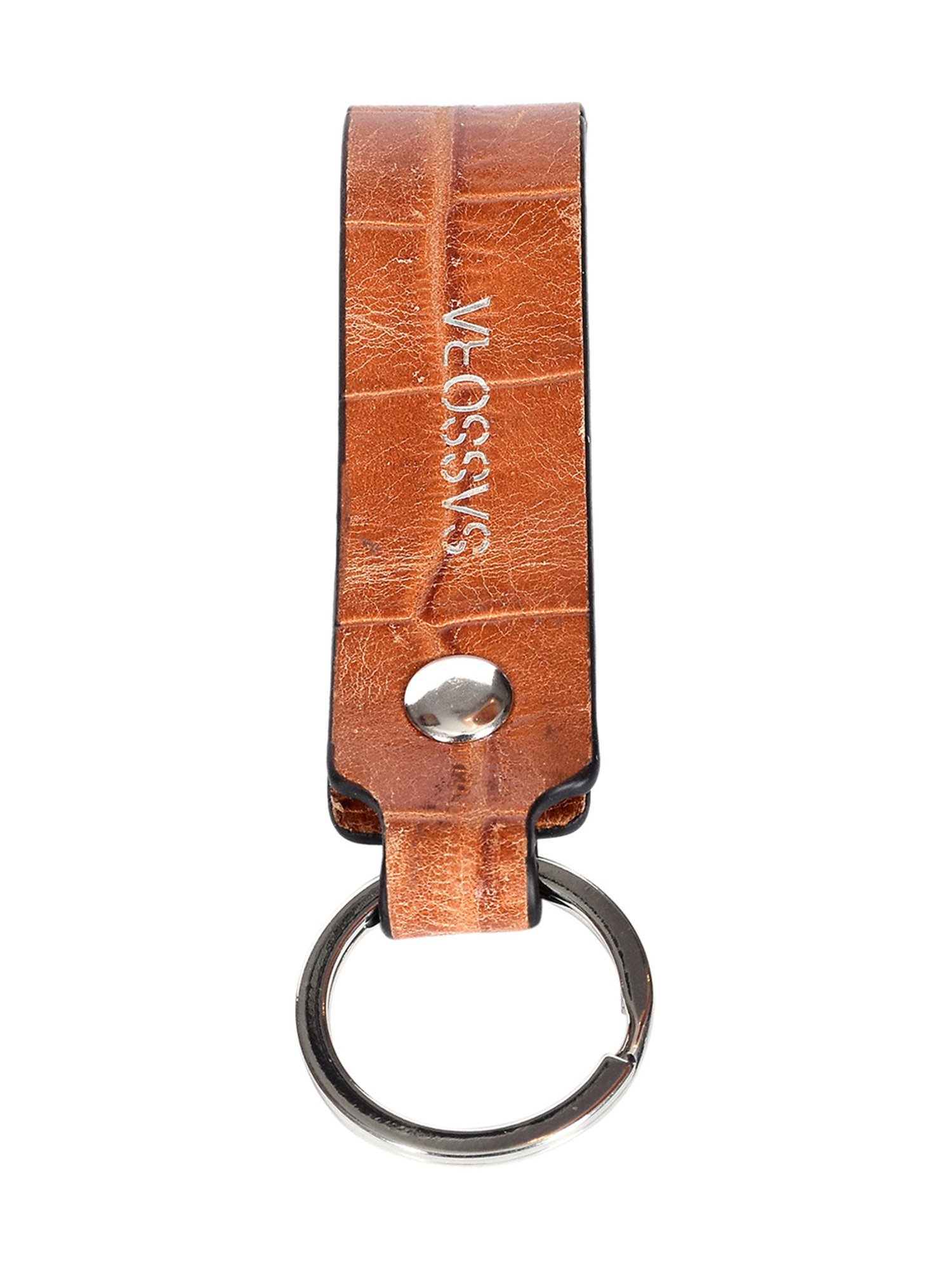 SASSORA Tan Leather Keychain Key Ring Holders Anniversary Gift, Birthday Gift - Pack of 2