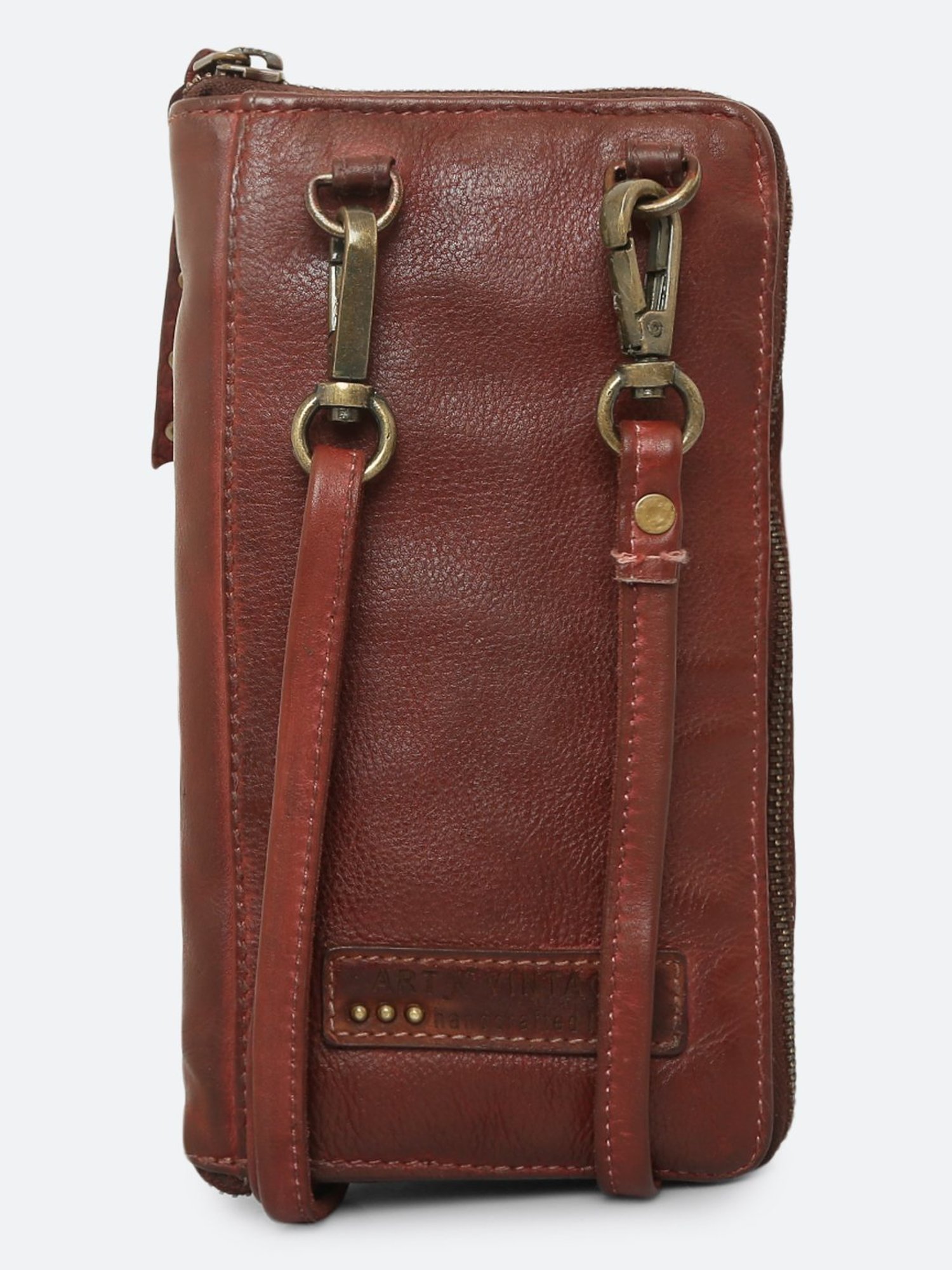 Art N Vintage Silvia Brown Leather Textured  Zip Around Wallet for Women