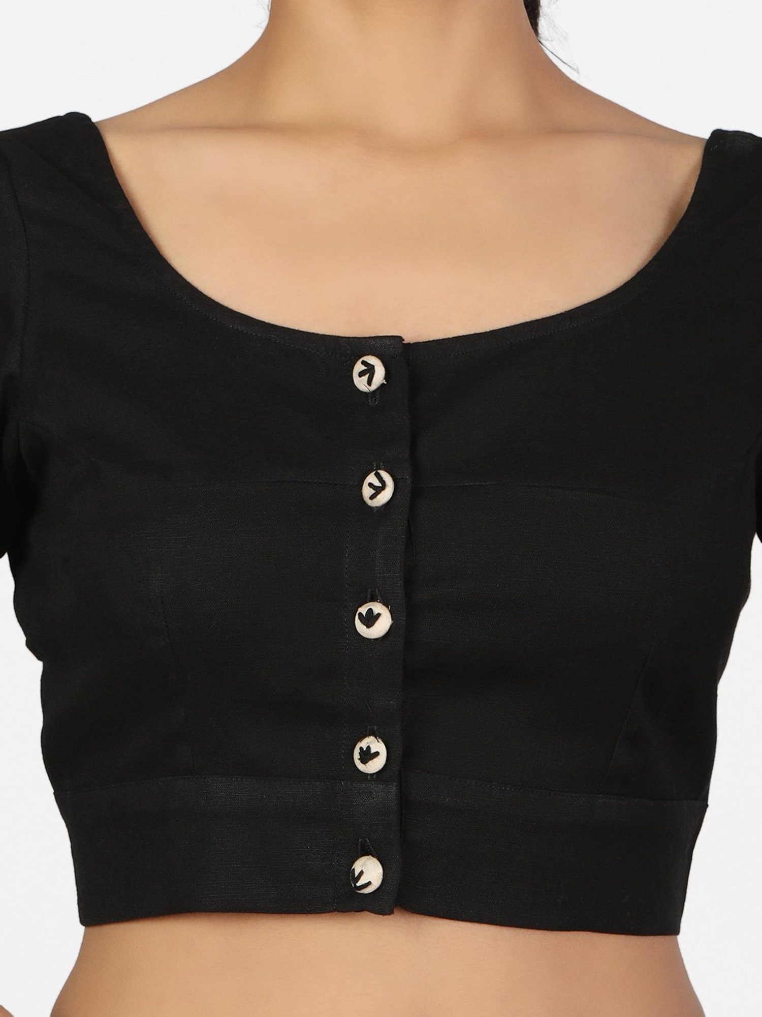 Llajja Black Cotton Readymade Blouse