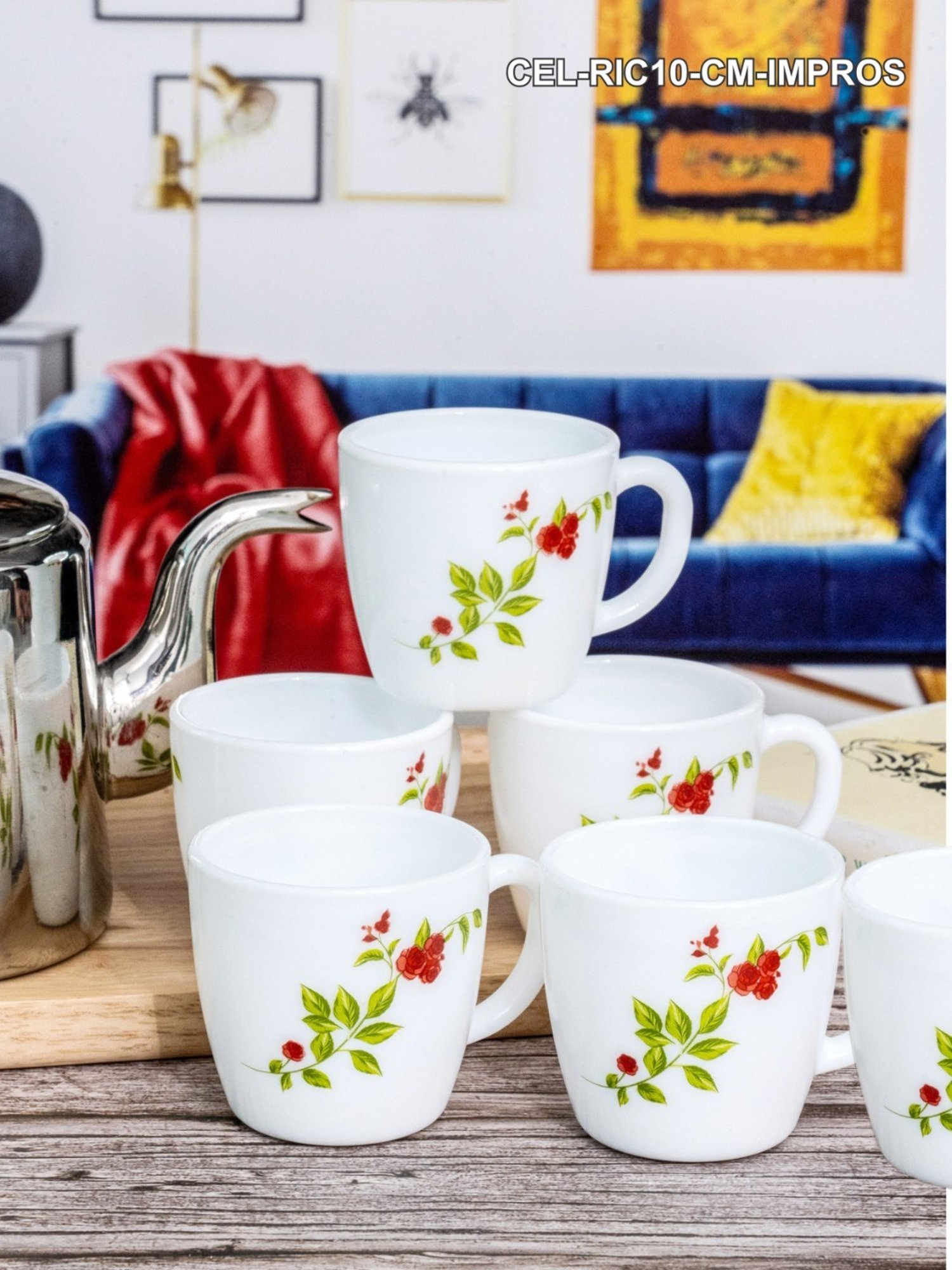 Cello White Opalware Tea & Coffee Mug - Set of 6